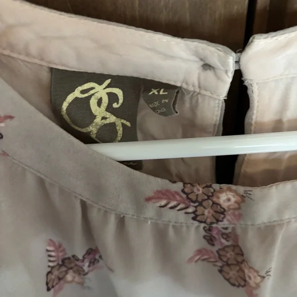 Anthropologie One September Fiora Floral Empire Top, Grey Size XL Pink Blush - Picture 10 of 12